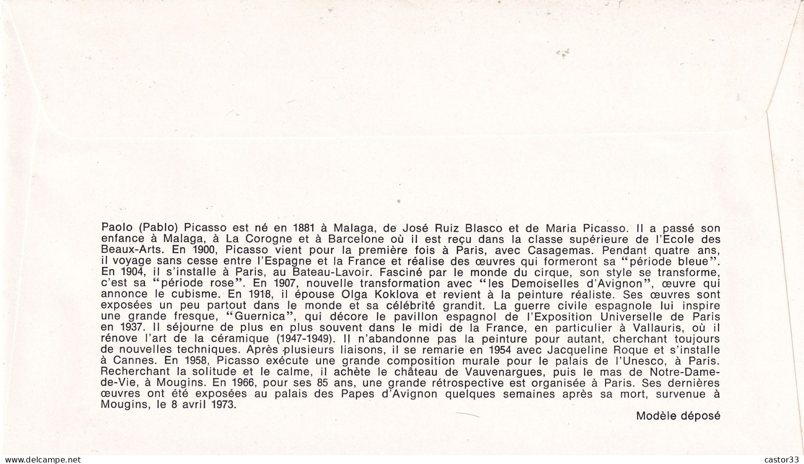 1er Jour, Europa, Pablo Picasso - 1970-1979