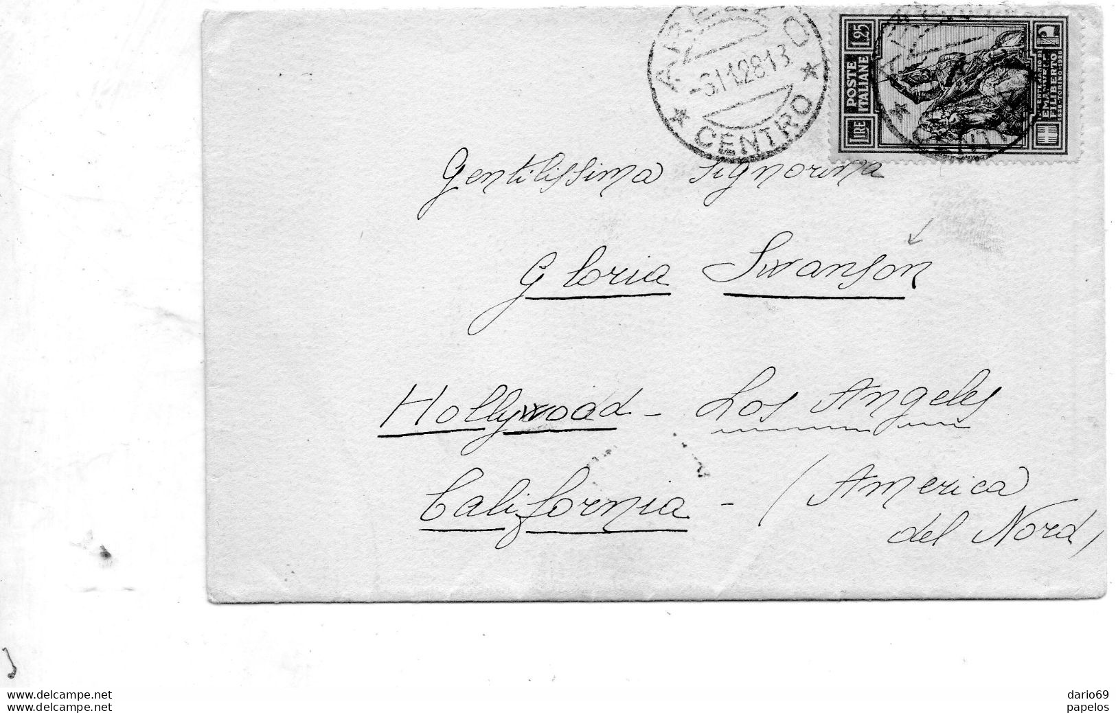 1928 LETTERA CON ANNULLO AREZZO X LOS ANGELES CALIFORNIA - Storia Postale