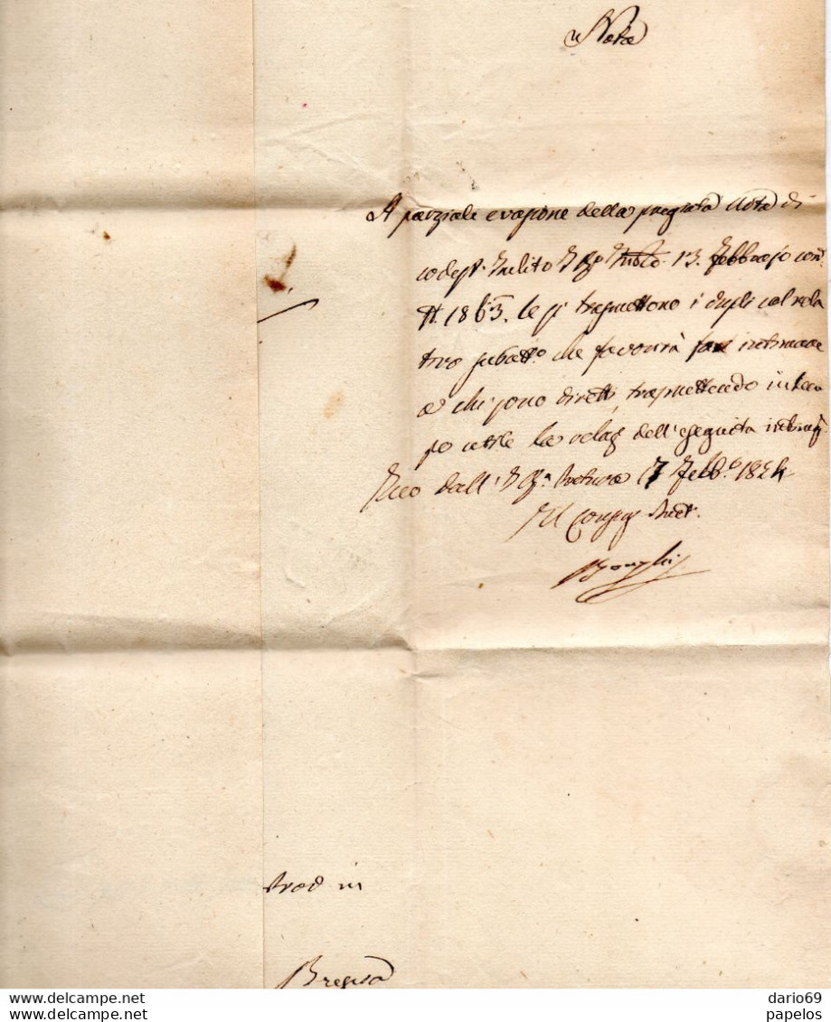 1844  LETTERA CON ANNULLO  ISEO  BRESCIA - Officials