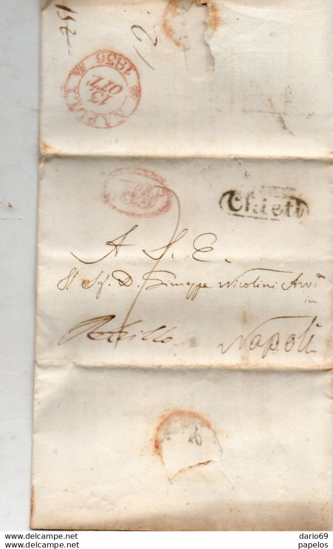 1836 LETTERA CON ANNULLO CHIETI + NAPOLI - 1. ...-1850 Prephilately