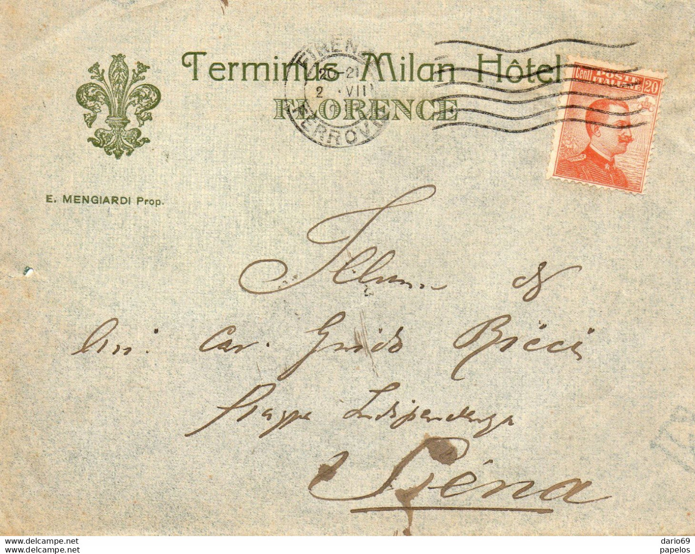 LETTERA  INTESTATA  TERMINUS MILANO HOTEL  FIRENZE - Storia Postale