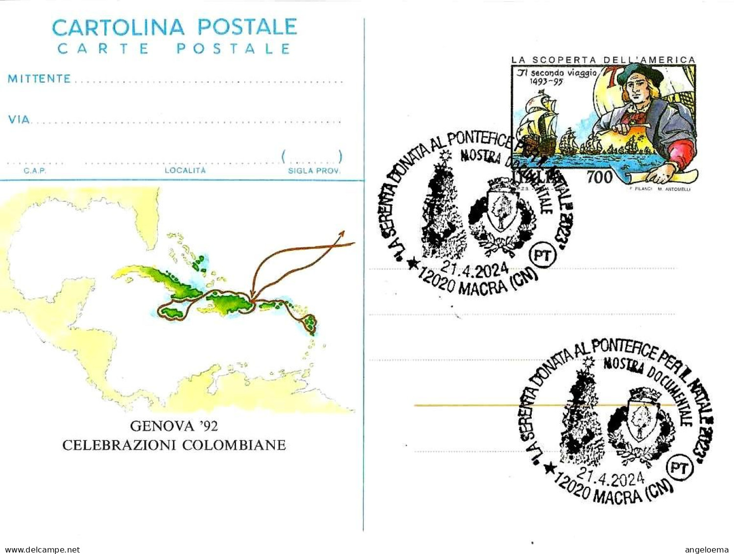 ITALIA ITALY - 2024 MACRA (CN) "La Serenta Donata Al PONTEFICE Per Il Natale 2023" (albero Di Natale, Stemma) - 11333 - Papes