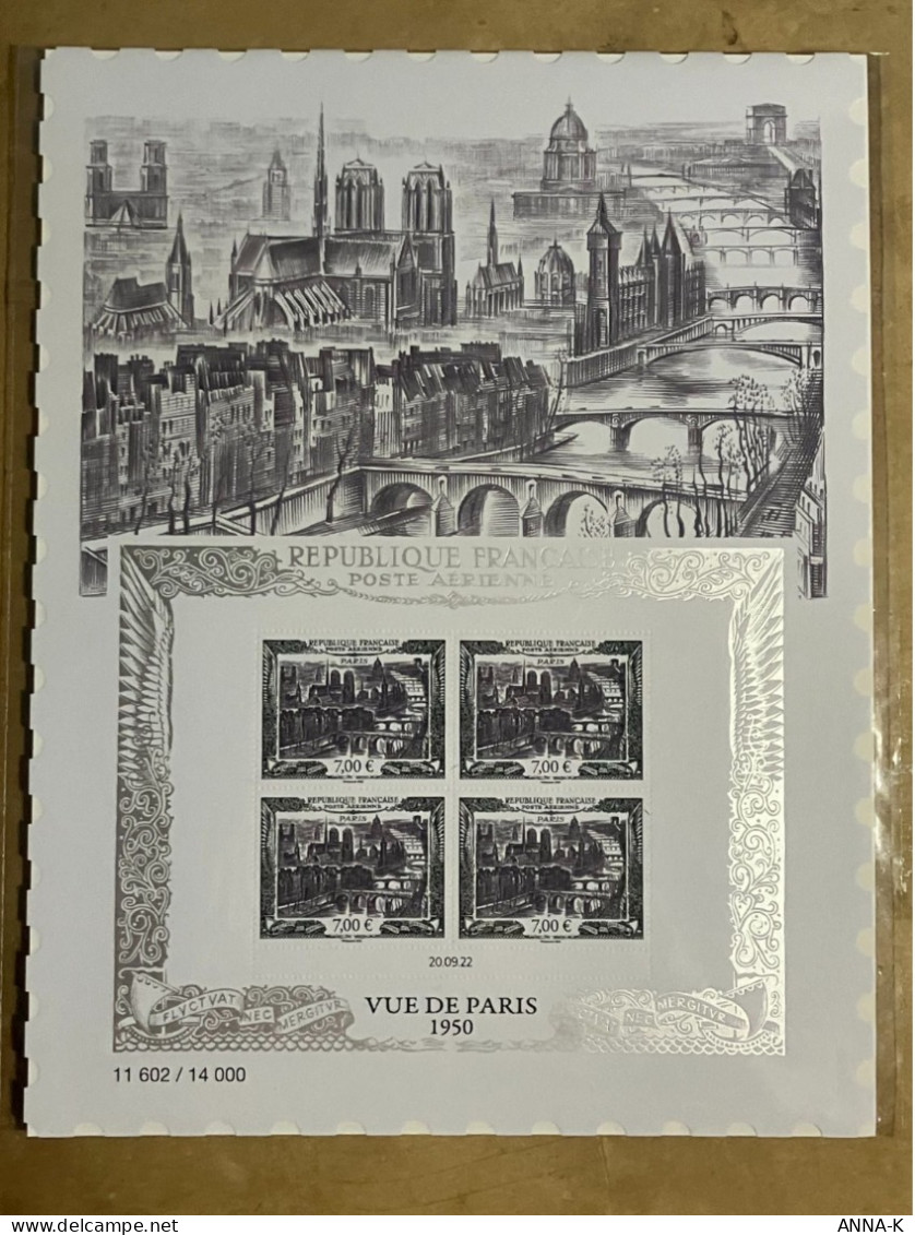 Affiche De 2022 Poste Aérienne "Vue De Paris 1950" (avec Port Suivi Gratuit). - Unused Stamps