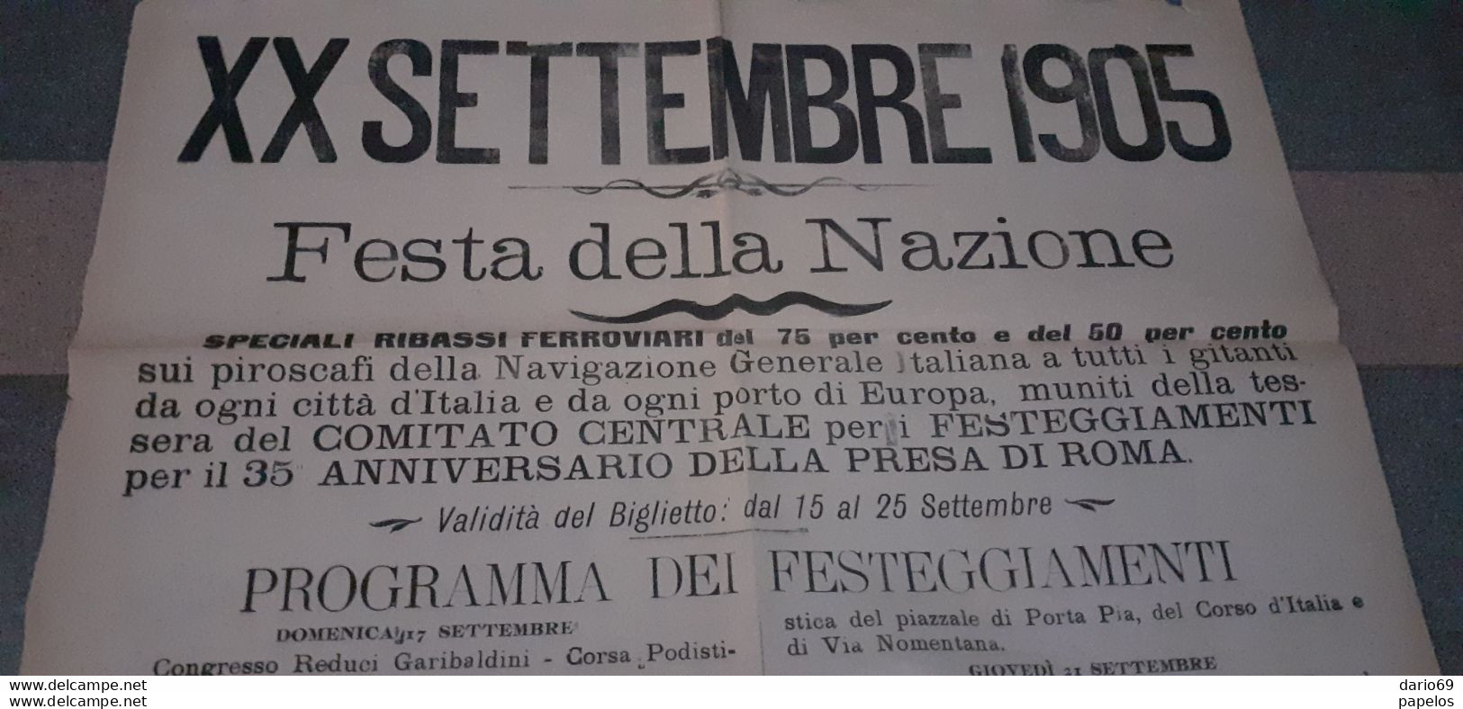 1905 FESTA DELLA NAZIONE - FESTEGGIAMENTI PER IL 35 ANNIVERSARIO  DELLA PRESA DI ROMA - Posters