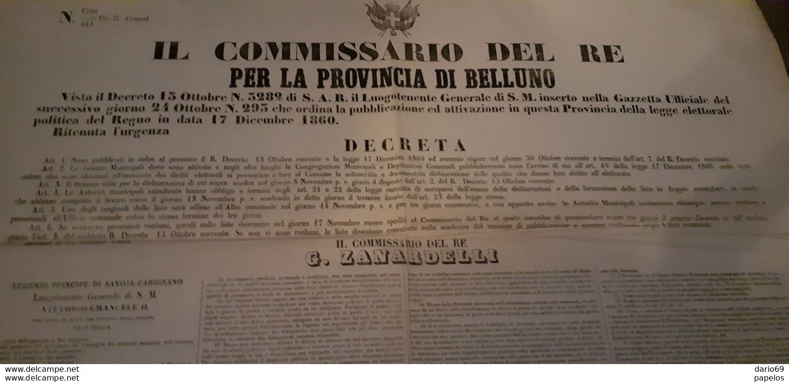 1860 NAPOLI DECRETO LEGGE ELETTORALE - Affiches