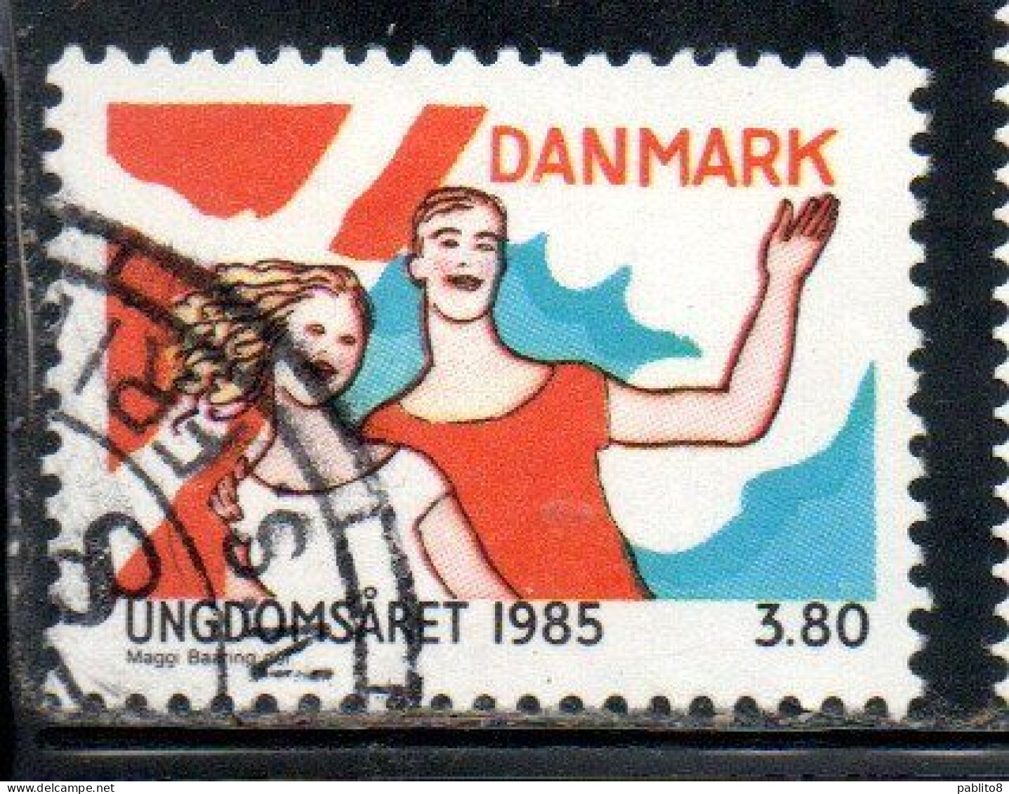 DANEMARK DANMARK DENMARK DANIMARCA 1985 INTERNATIONAL YOUTH YEAR 3.80k USED USATO OBLITERE - Used Stamps