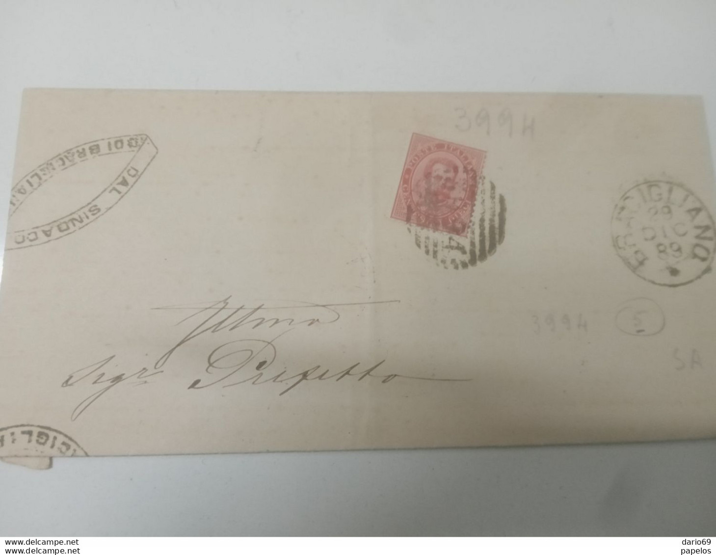 1889 LETTERA CON ANNULLO BRACIGLIANO SALERNO - Poststempel