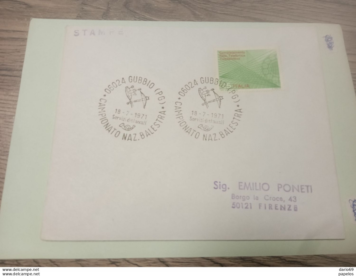 1971 LETTERA  CON ANNULLO GUBBIO CAMPIONATO NAZIONALE BALESTRA - 1971-80: Poststempel