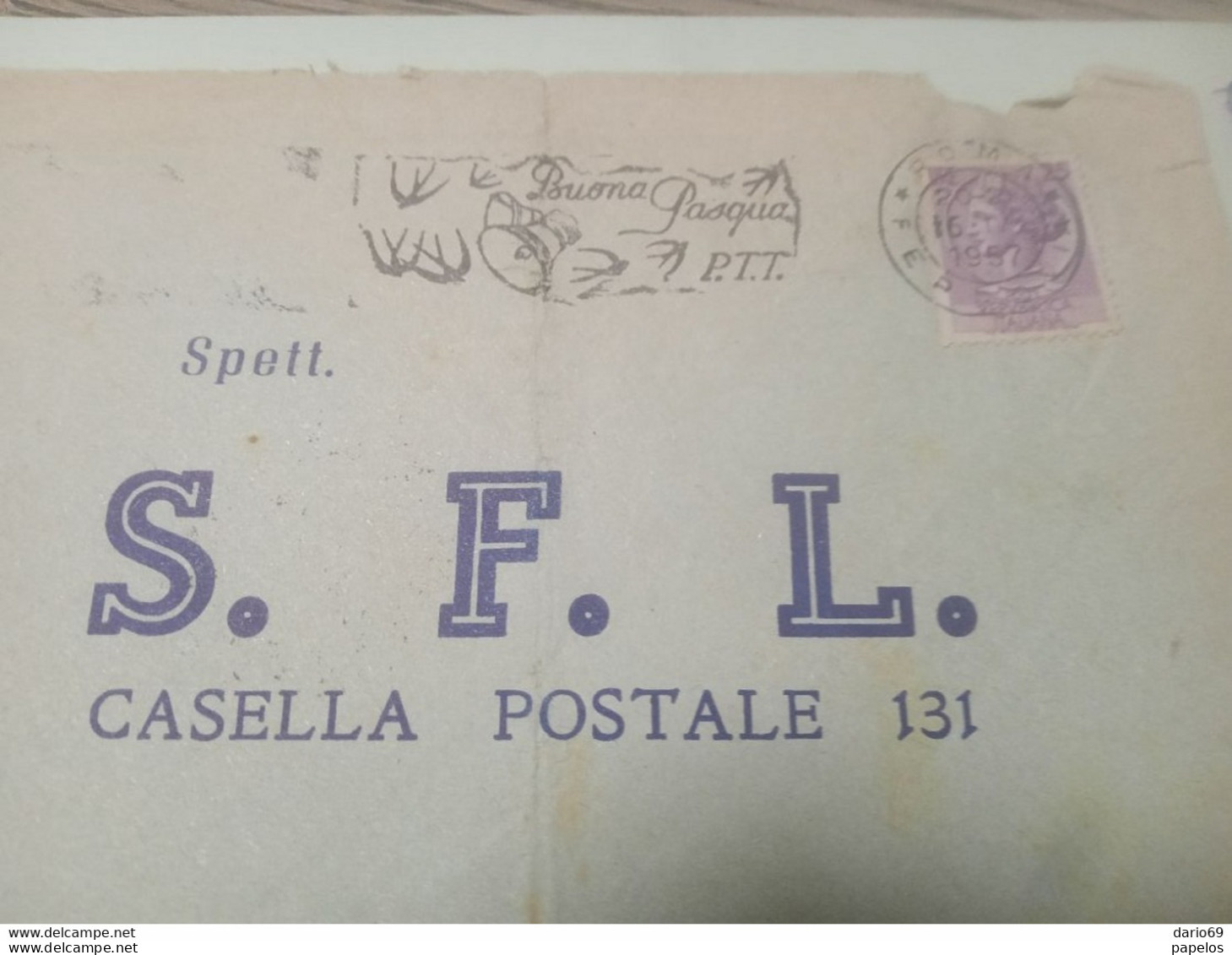 1957 LETTERA INTESTATA S.F.L. CON ANNULLO ROMA X MARSALA TRAPANI - 1946-60: Marcophilie