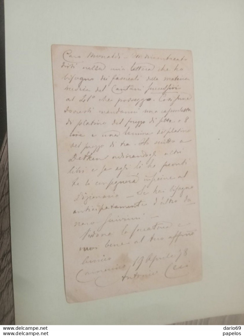 1878 CARTOLINA CON ANNULLO CAMERINO X NAPOLI - Entiers Postaux