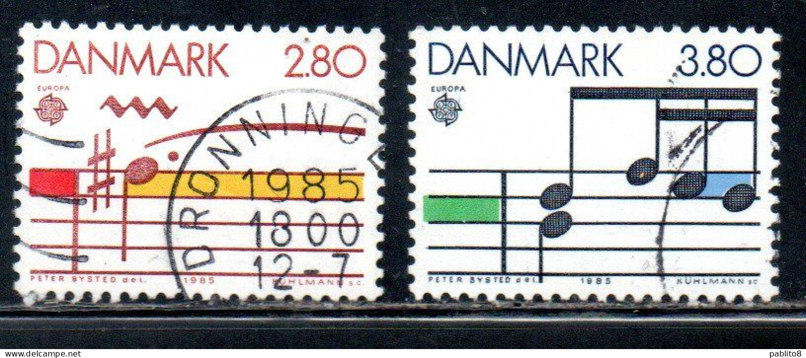 DANEMARK DANMARK DENMARK DANIMARCA 1985 EUROPA CEPT MUSICAL STAFF COMPLETE SET SERIE COMPLETA USED USATO OBLITERE' - Gebraucht