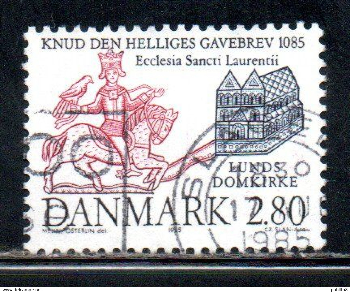 DANEMARK DANMARK DENMARK DANIMARCA 1985 SEAL OF KING CNUT LUND CATHEDRAL 2.80k USED USATO OBLITERE' - Oblitérés