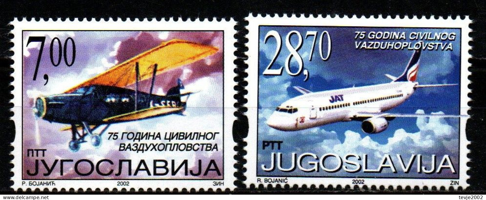 Jugoslawien 2002 - Mi.Nr. 3079 - 3080 - Postfrisch MNH - Flugzeuge Airplanes - Airplanes