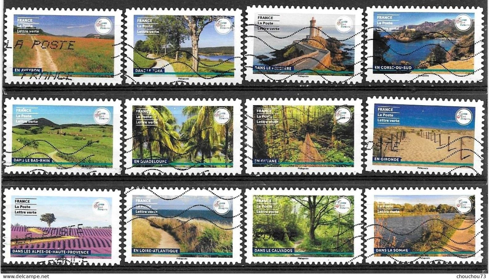 FRANCE AUTOADHESIFS OBLITERES-SERIE COMPLETE DE 12 TIMBRES-N° YVERT 2XXX A 2XXXX-ANNEE 2023-FRANCE TERRE DE TOURISME - Used Stamps