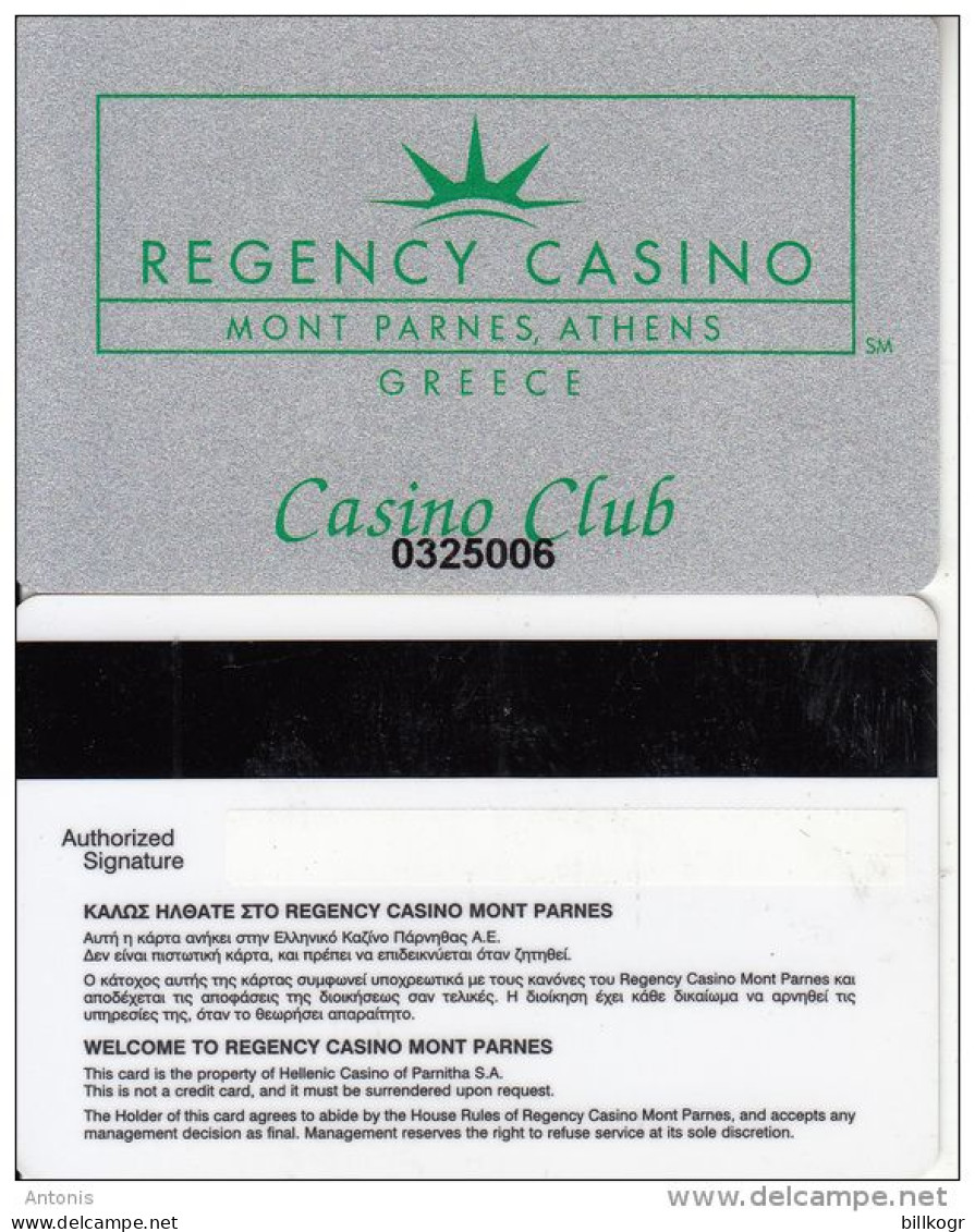 GREECE - Regency Casino Mont Parnes/Athens(large Thick Number, Black Strip), Casino Card, Used - Cartes De Casino