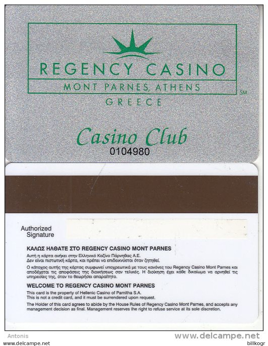 GREECE - Regency Casino Mont Parnes/Athens(thin Number, Brown Strip), Member Card, Used - Cartes De Casino