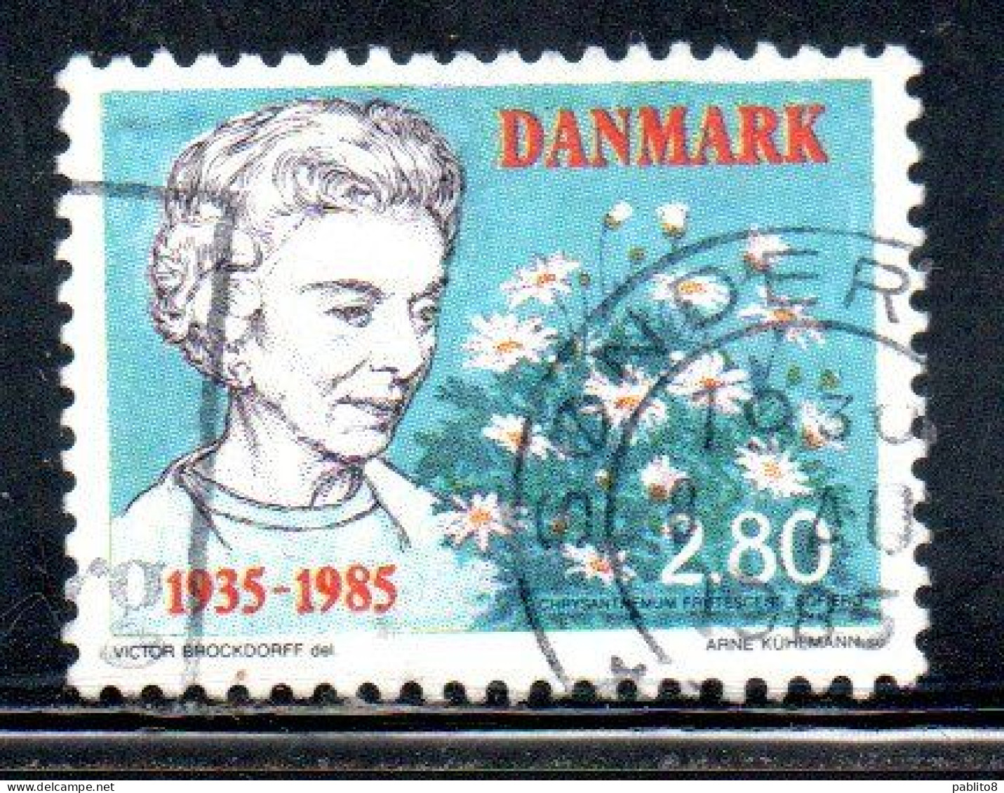 DANEMARK DANMARK DENMARK DANIMARCA 1985 ARRIVAL OF QUEEN INGRID 50th ANNIVERSAY 2.80k USED USATO OBLITERE' - Usati