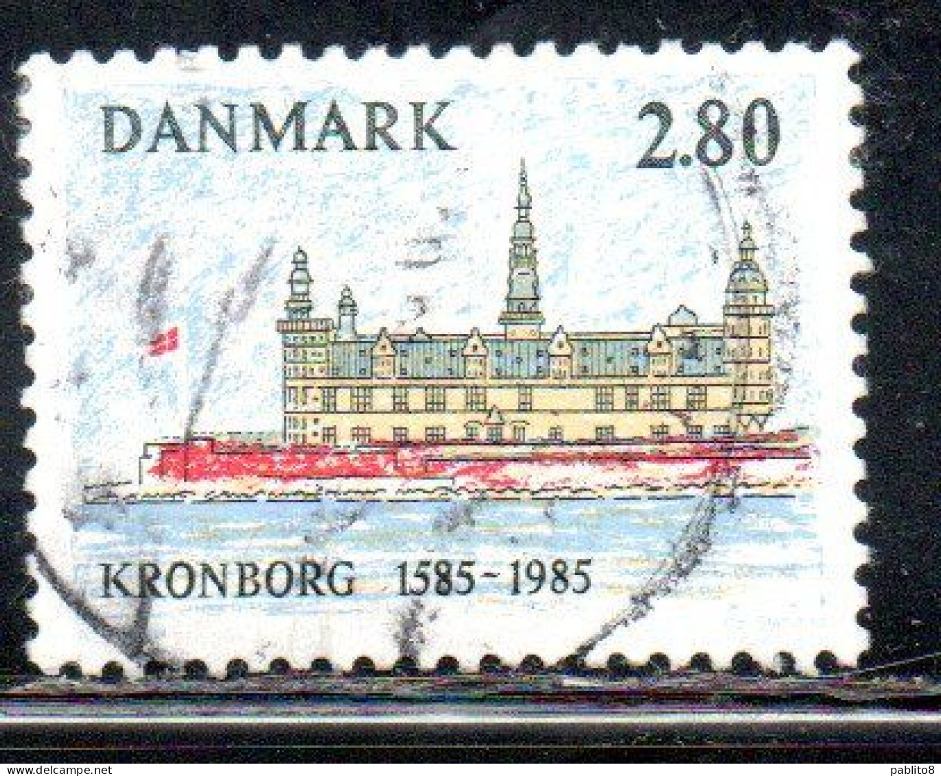 DANEMARK DANMARK DENMARK DANIMARCA 1985 KRONBORG CASTLE ELSINORE 400th ANNIVERSARY 2.80k USED USATO OBLITERE' - Usati