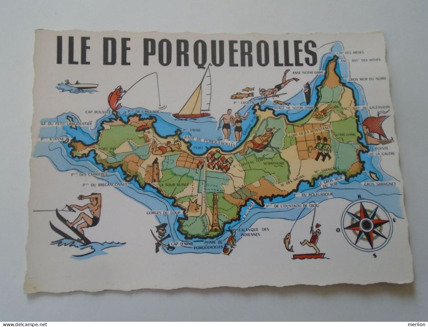 D203305    CPSM -  81 Var -  Map Carte Ile De Porquerolles  Cap Rousset, Cap Des Médes,  Cap D'Armé - Cartes Géographiques