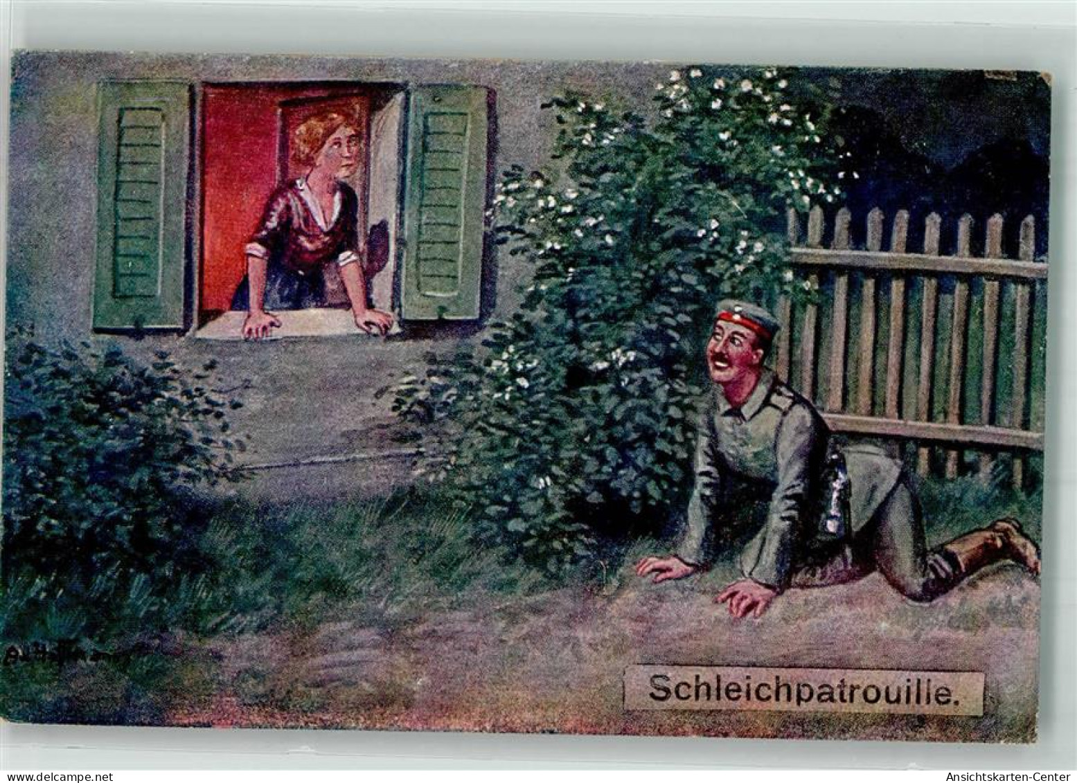 39870111 - Landser Schleicht Zum Fenster Einer Jungen Frau WSSB Nr. 5395 - War 1914-18