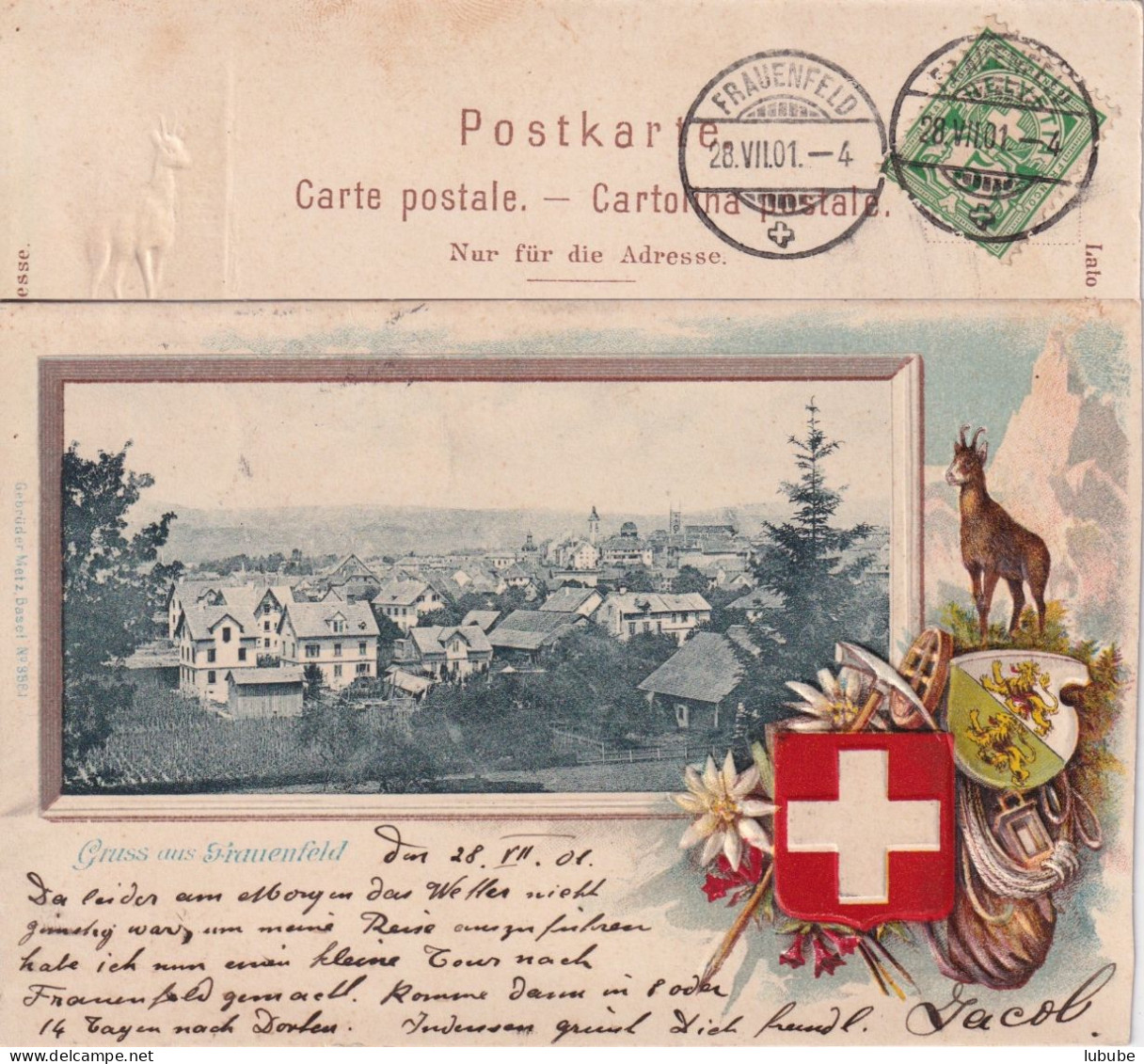 Frauenfeld - Gruss Aus...  (Prägekarte Mit Gemse)         1901 - Frauenfeld