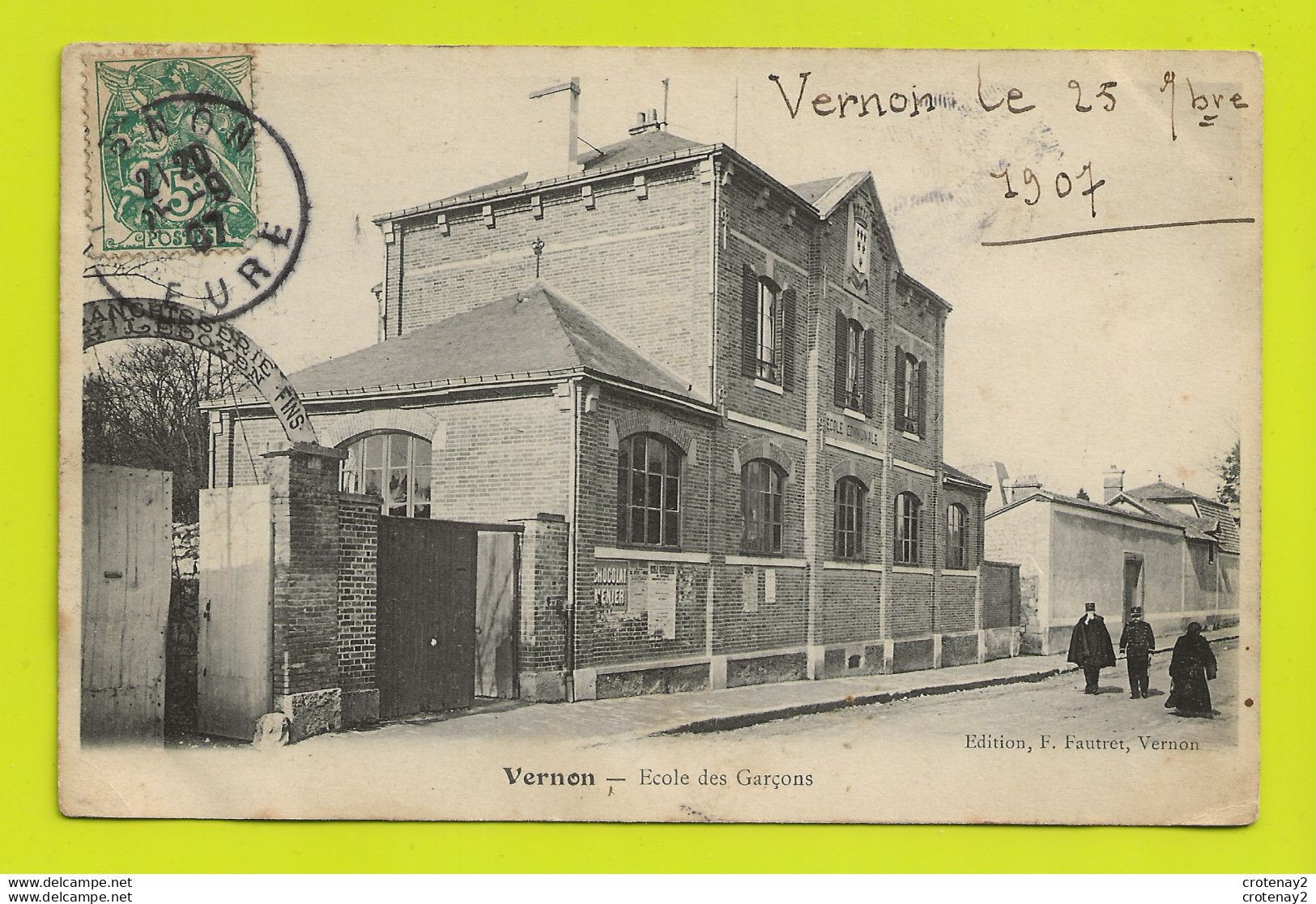 27 VERNON Ecole Des Garçons Blanchisserie LEDOYEN En 1907 Militaire Agent De Police Affiches PUB Chocolat Menier - Vernon