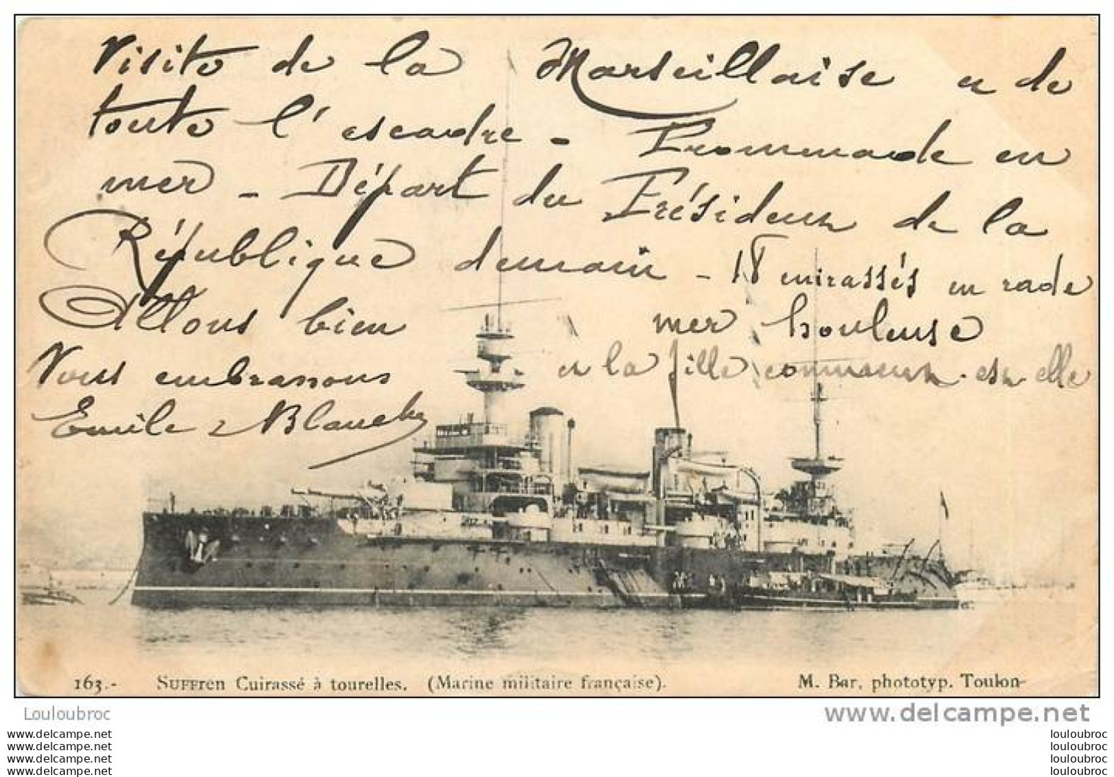 SUFFREN CUIRASSE A TOURELLES  VOIR TEXTE VOYAGE EN 1904 - Warships