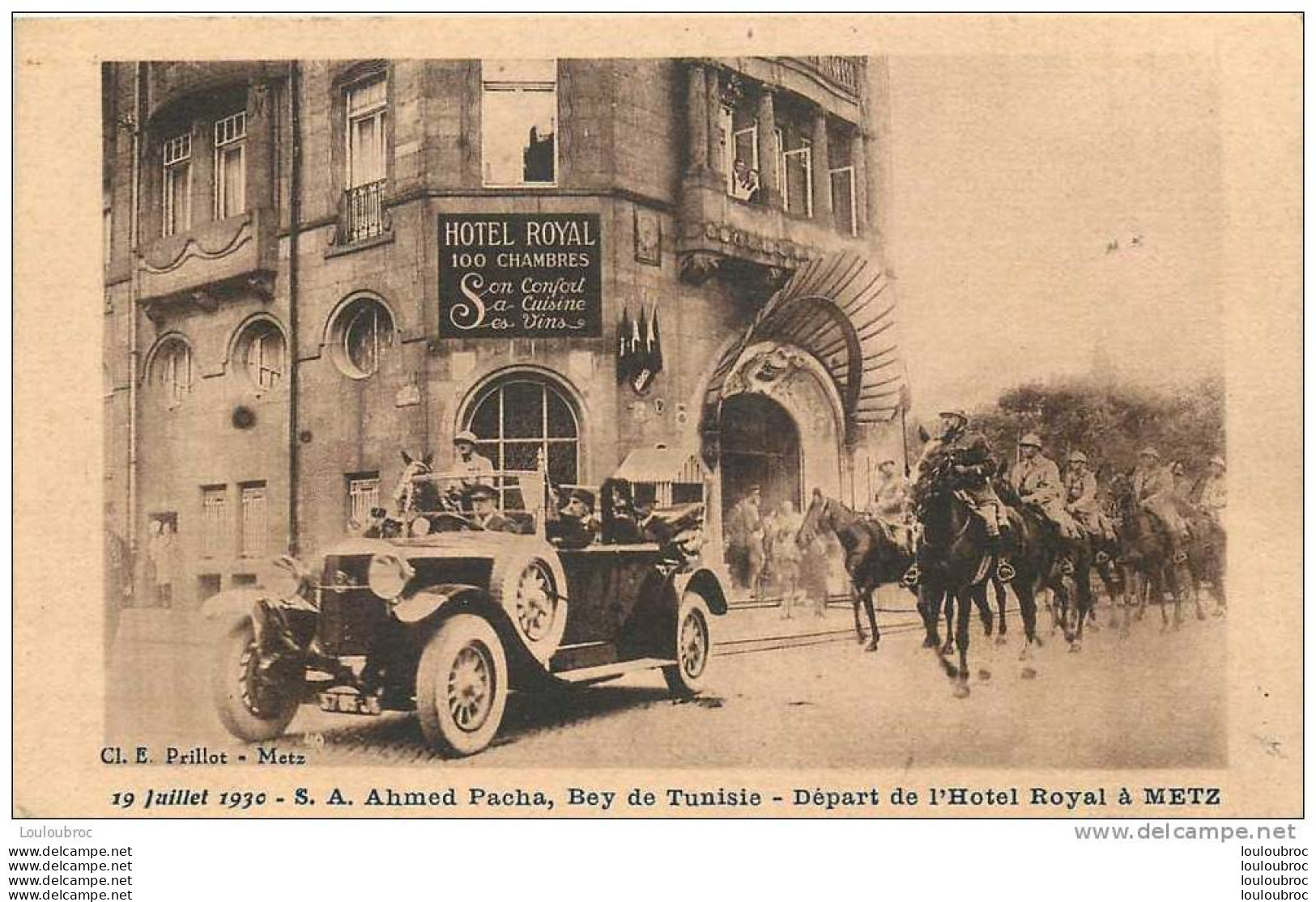 57 METZ DEPART DE L'HOTEL ROYAL DE S.A. AHMED PACHA BEY DE TUNISIE AUTOMOBILE HOTCHKISS "je Crois" - Metz