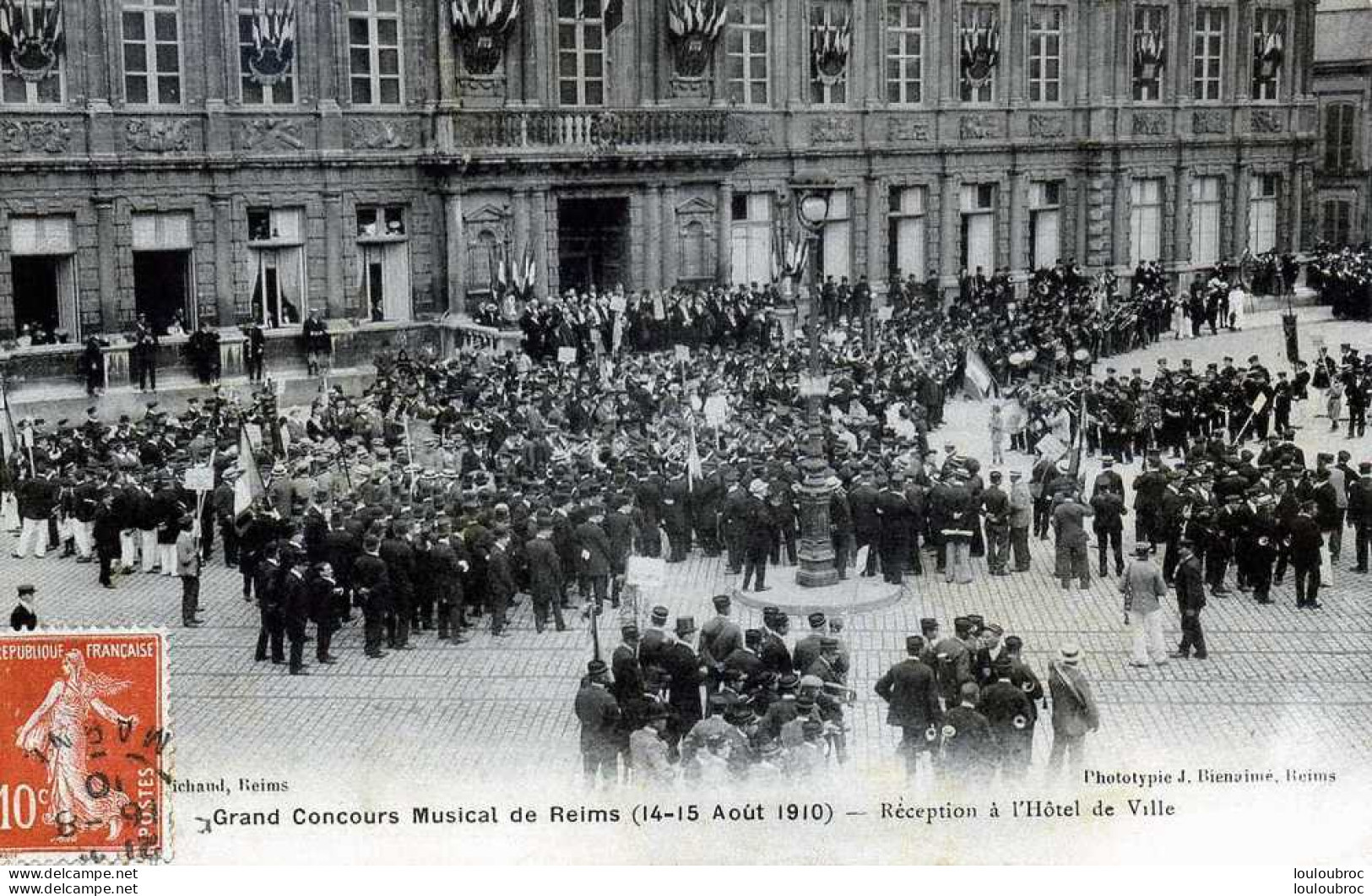 51 REIMS GRAND CONCOURS MUSICAL AOUT 1910 RECEPTION A L'HOTEL DE VILLE - Reims