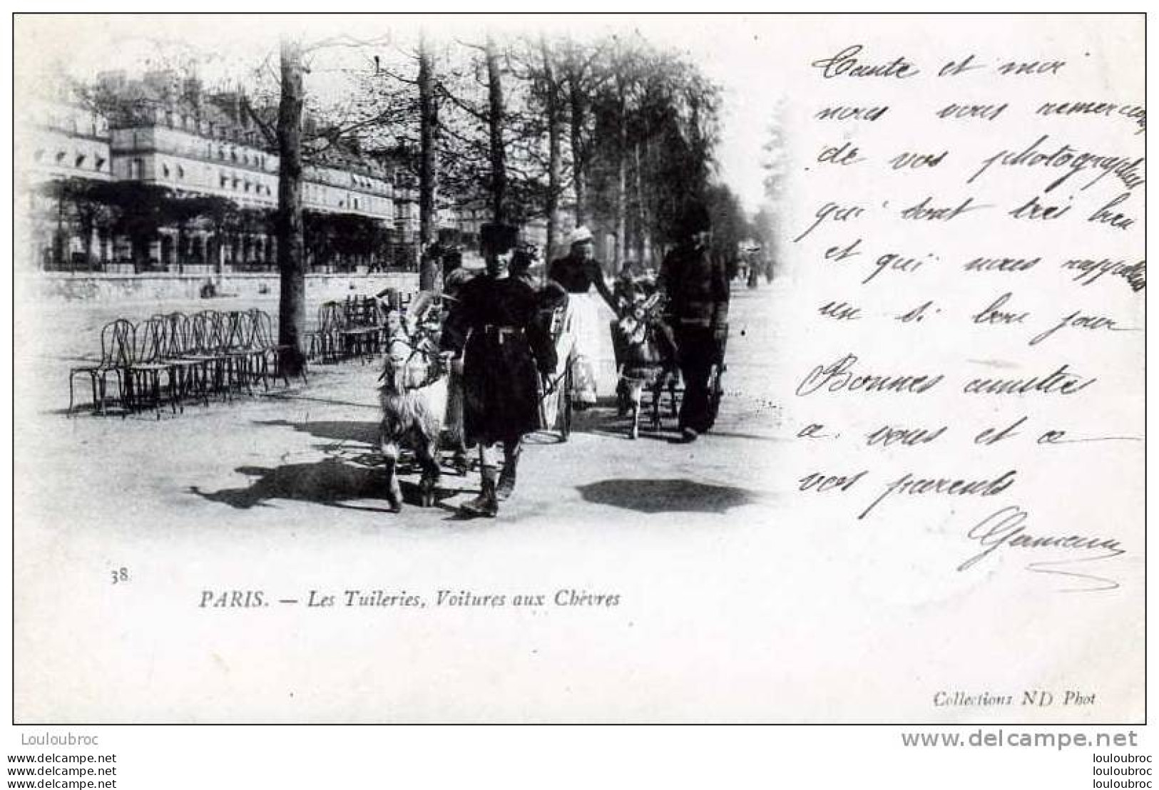 75 PARIS LES TUILERIES VOITURES AUX CHEVRES EDIT NEURDEIN N°38 VOYAGEE 1903 - Other & Unclassified