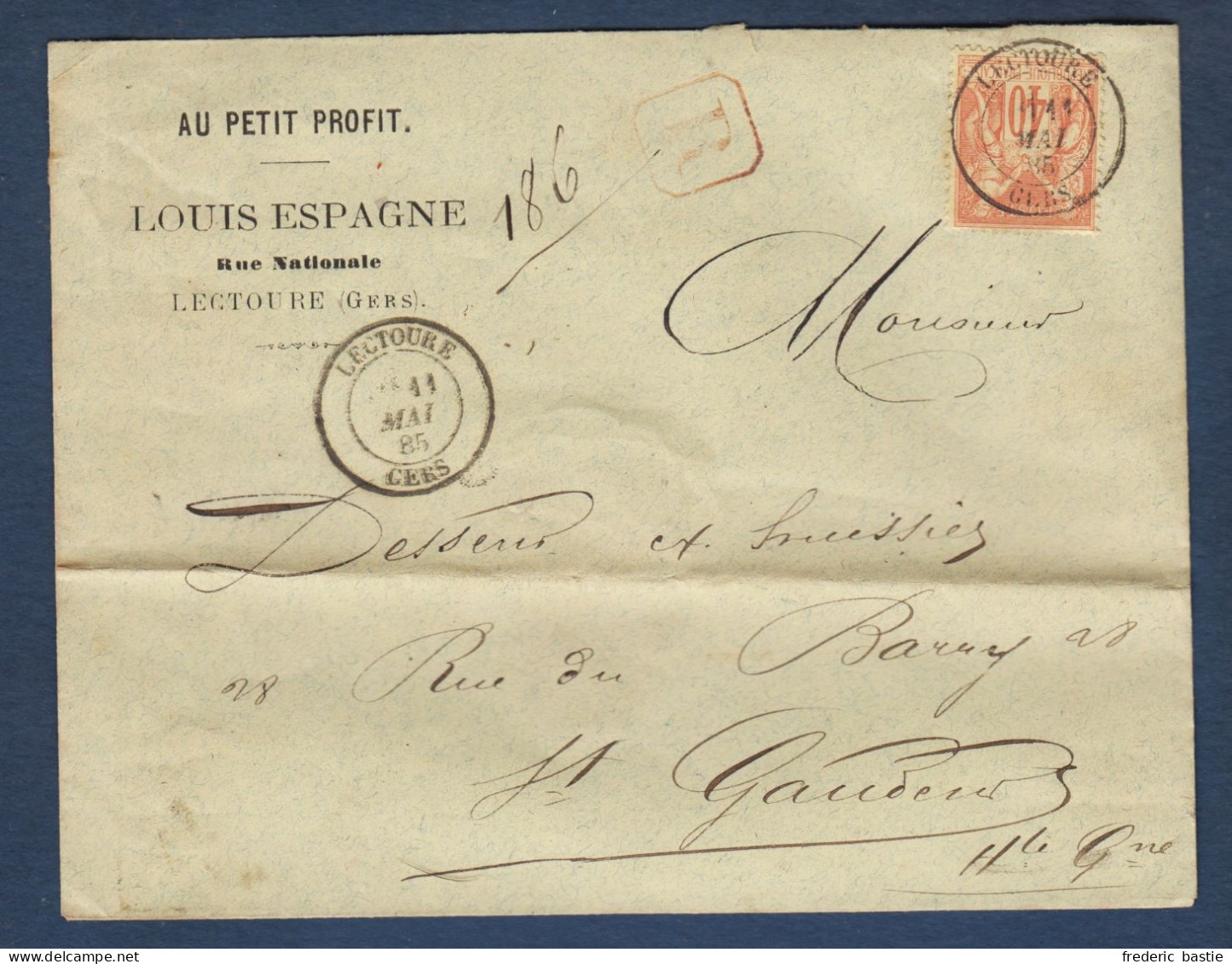 Gers - 40c Sage Sur Enveloppe Recommandée De LECTOURE - 1877-1920: Periodo Semi Moderno