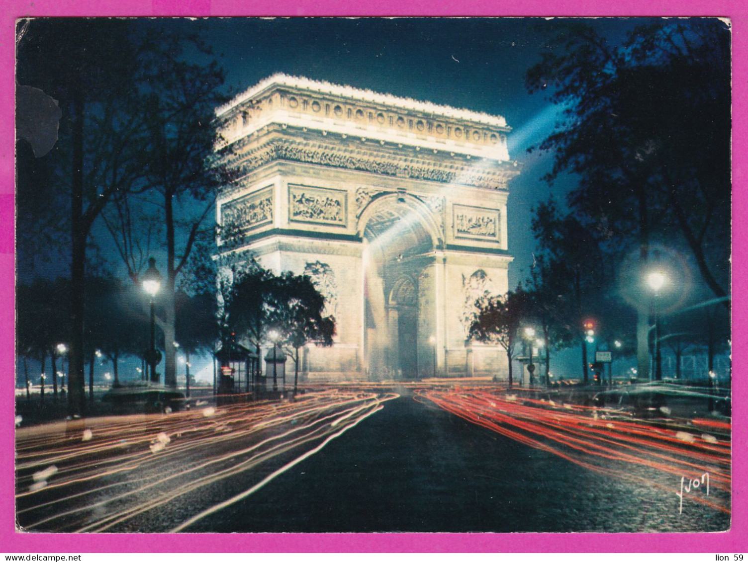 294269 / France - Paris L'Arc De Triomphe Illumine PC 1963 USED 0.25+0.25+0.25 C. Coq De Decaris ,Flamme Visitez Troyes - 1962-1965 Hahn (Decaris)