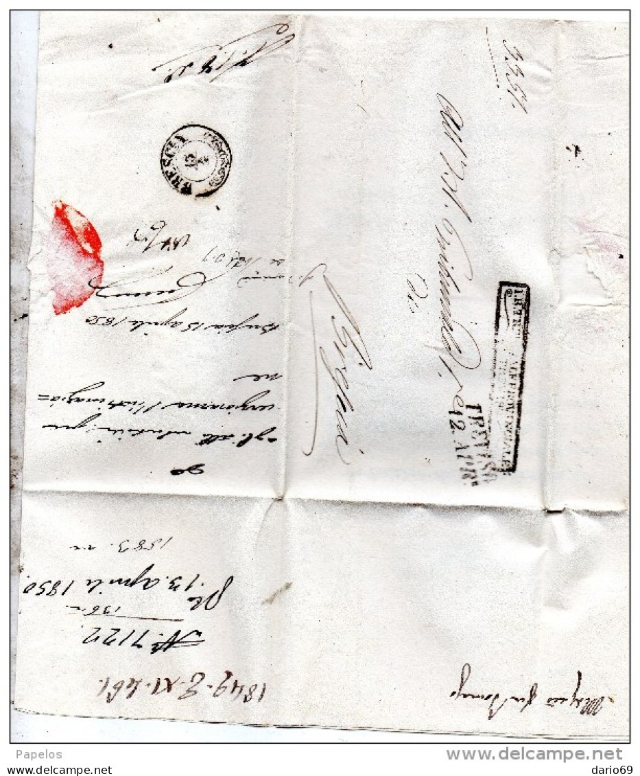 1850 LETTERA CON ANNULLO TREVISO + BRESCIA - ...-1850 Voorfilatelie