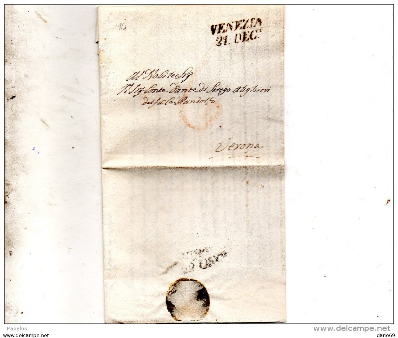 1852 LETTERA CON ANNULLO VENEZIA - 1. ...-1850 Vorphilatelie