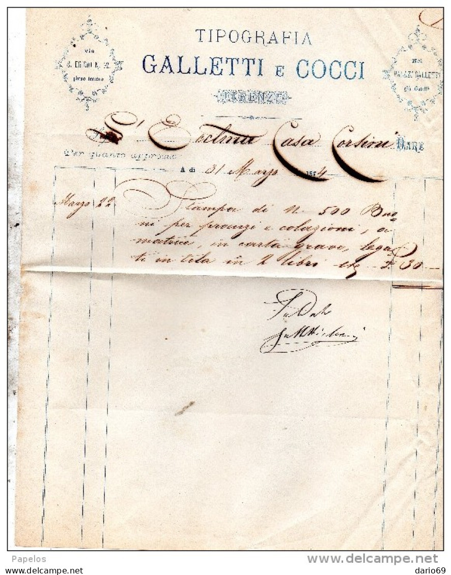 1874 FIRENZE - TIPOGRAFIA GALLETTI E COCCI - Italy
