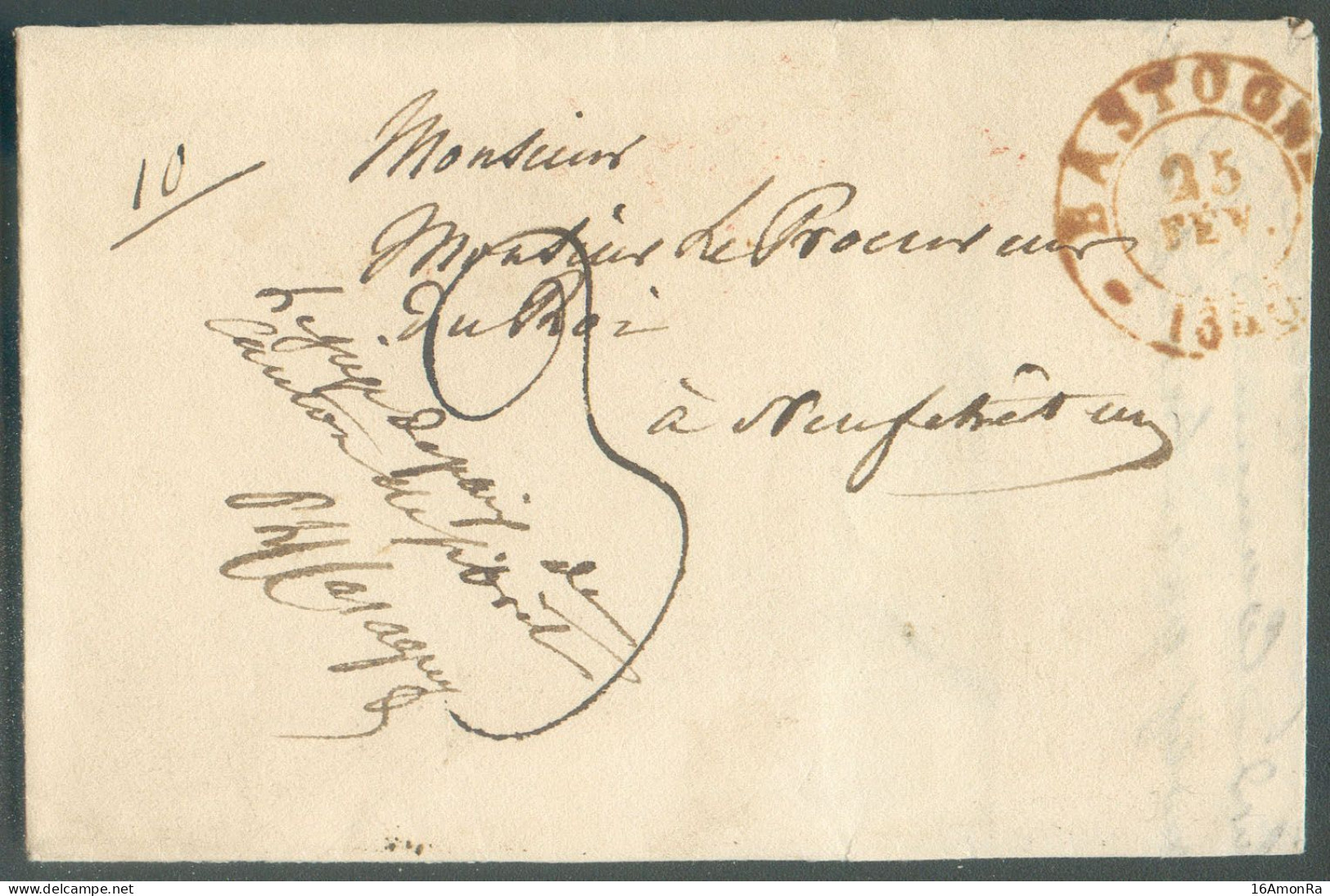 Lettre De BASTOGNE Le 25 Février 1836 + Manuscrit ‘Le Juge De Paix Du Canton De Sibret’ Vers Neufchâteau; Port ‘3’ Décim - 1830-1849 (Unabhängiges Belgien)