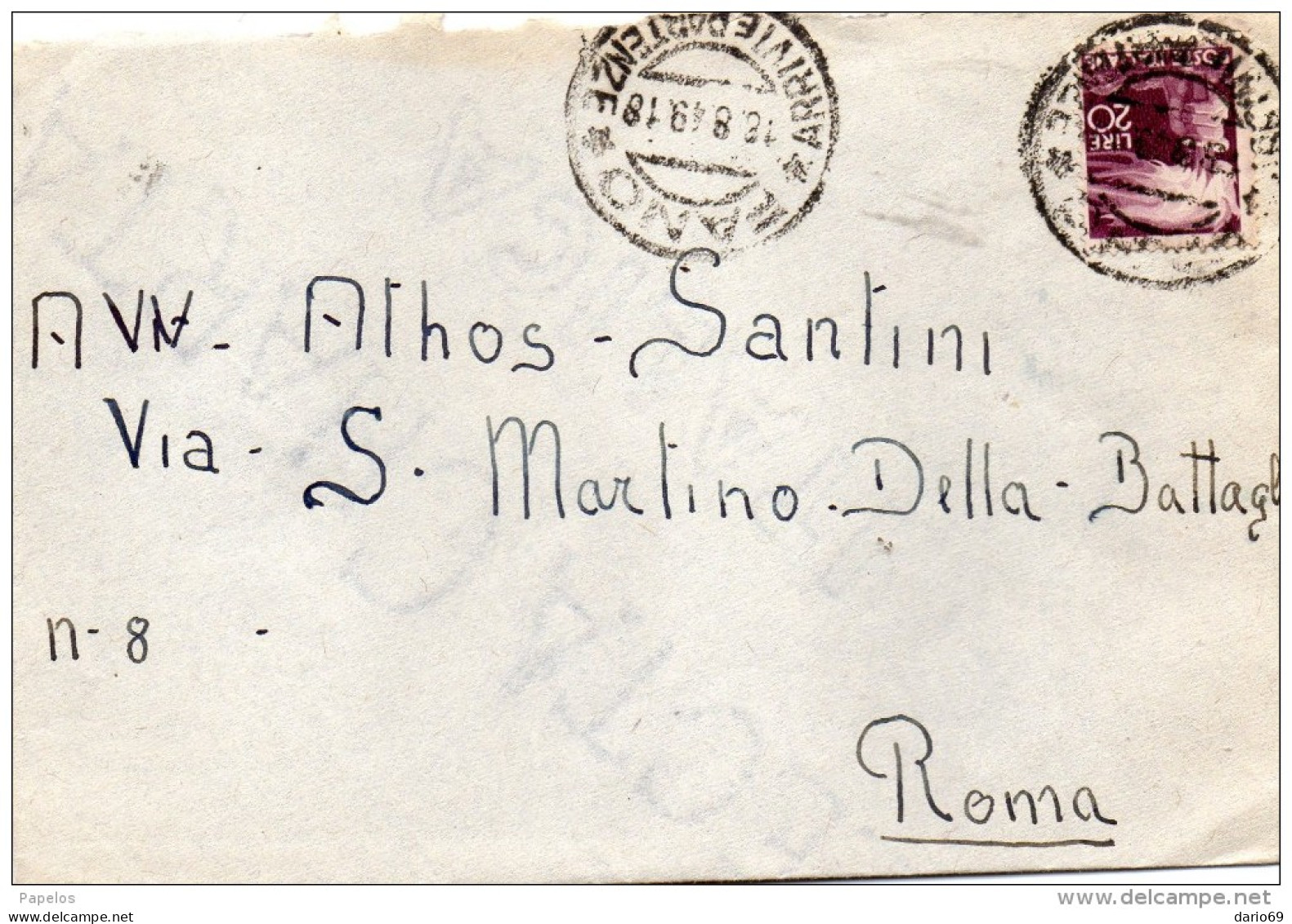 1949  LETTERA  CON ANNULLO  FANO - 1946-60: Marcophilia