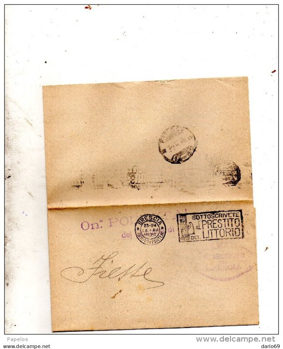 1926 LETTERA CON ANNULLO BRESCIA -  NUOVE NORME SULLA LARGHEZZA DEI CERCHIONI DEI CARRI A TRAZIONE ANIMALE - Storia Postale