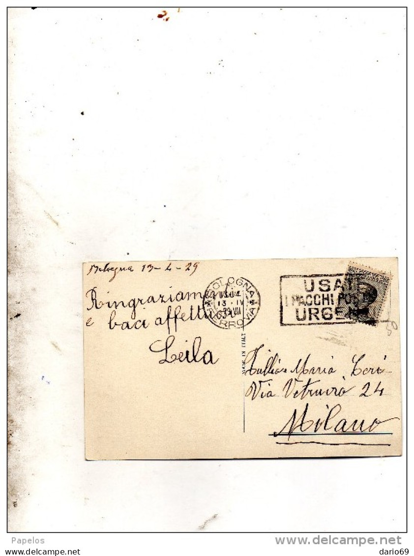 1929  CARTOLINA CON ANNULLO BOLOGNA - Abbildungen