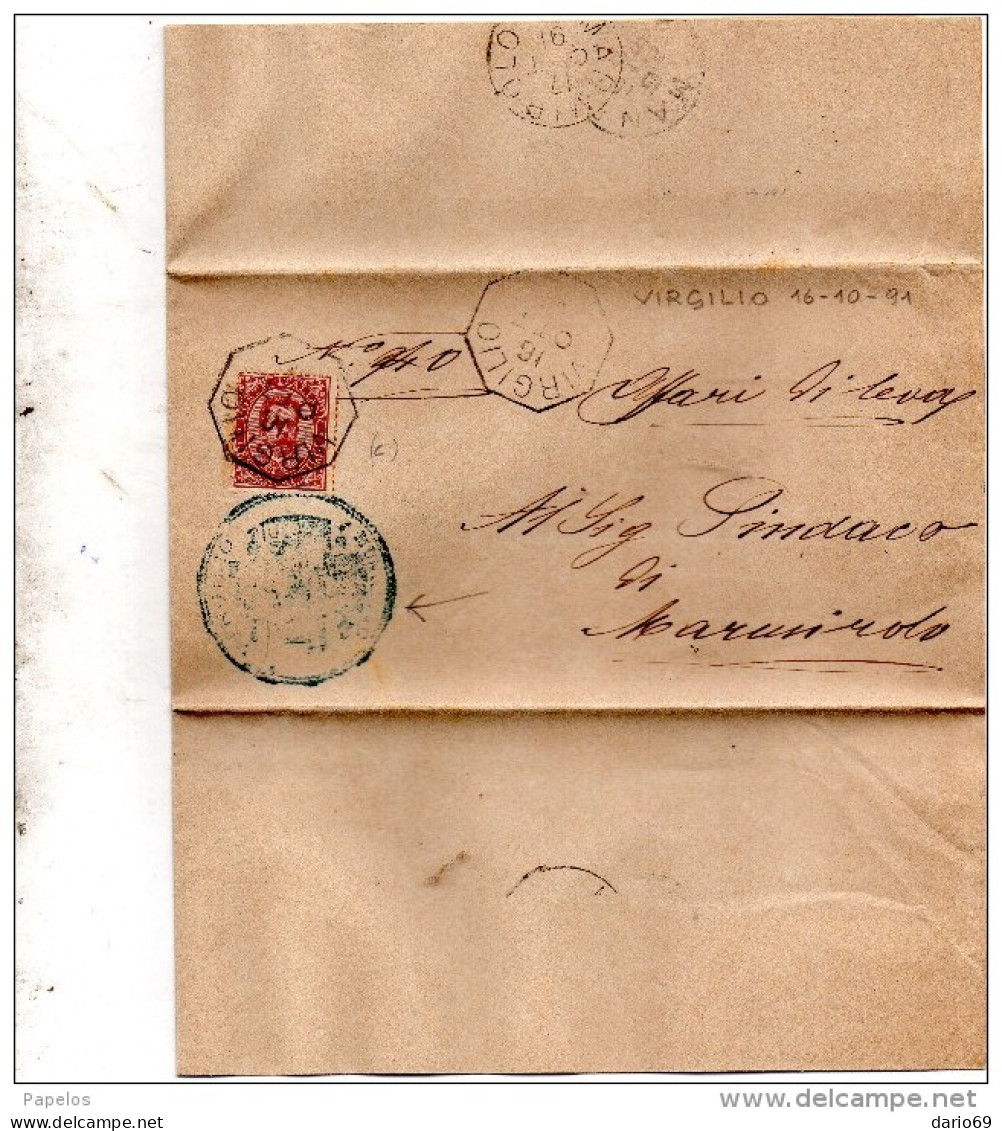 1891  LETTERA CON ANNULLO  OTTAGONALE VIRGILIO MANTOVA - Marcophilie