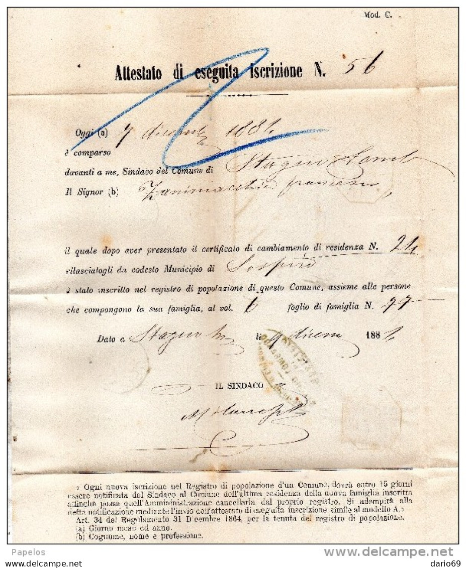 1884 LETTERA CON ANNULLO  OTTAGONALE  PIEVE D'OLMI CREMONA - Marcophilia