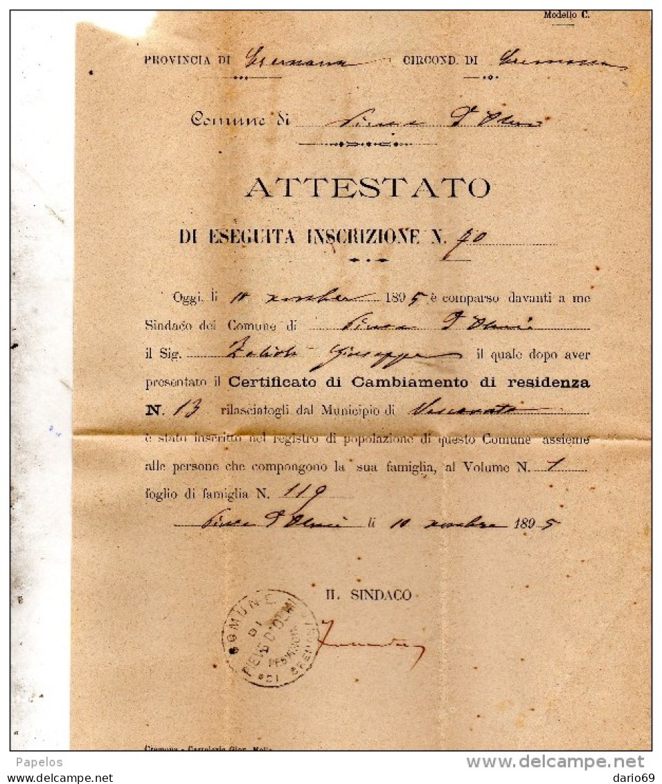 1895  LETTERA CON ANNULLO  OTTAGONALE  PIEVE D'OLMI CREMONA - Marcofilie