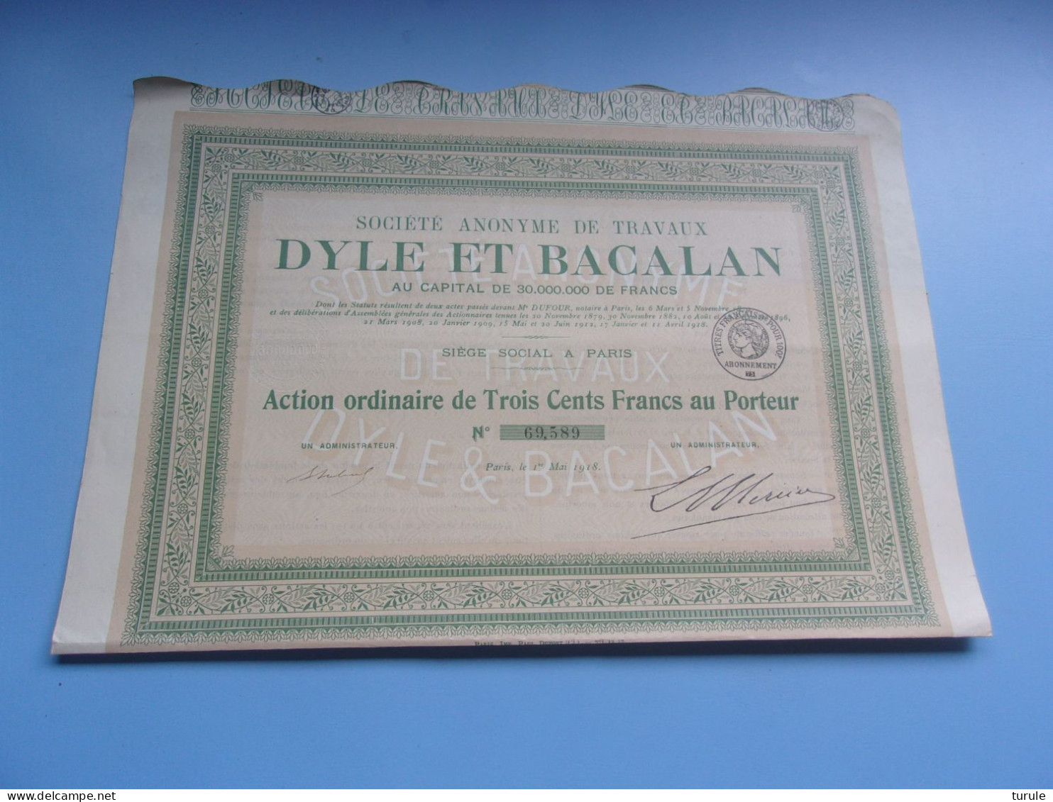 Travaux DYLE ET BACALAN (1918) - Other & Unclassified