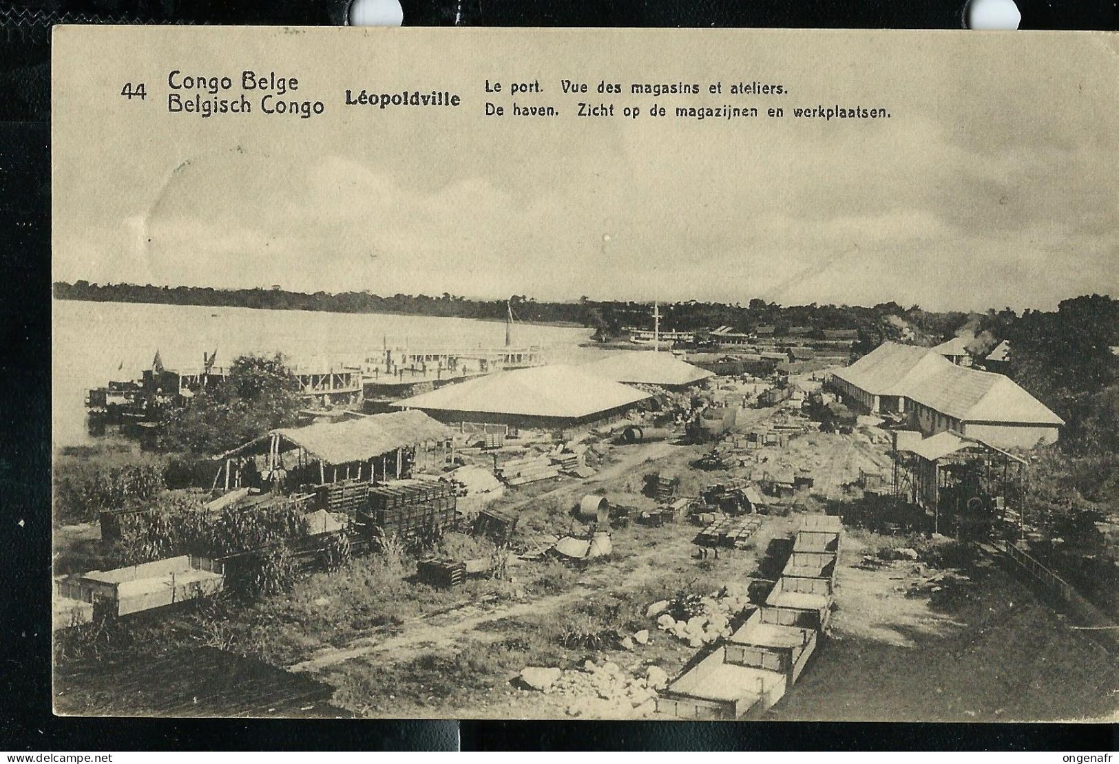 Carte Avec Vue: N° 43 - 44 ( Léopoldville Le Port - Vu Des Magasins Et Ateliers) Obl. BOMA - 22/01/1914 - Stamped Stationery