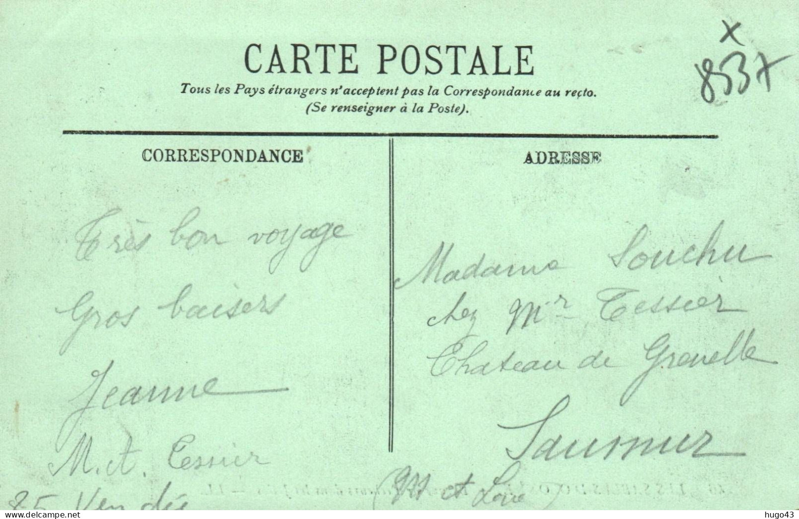 (RECTO / VERSO) LES SABLES D' OLONNE EN 1908 - N° 46 - BARQUES DE PECHEURS A VOILE DANS LES JETEES - BEAU CACHET - CPA - Sables D'Olonne