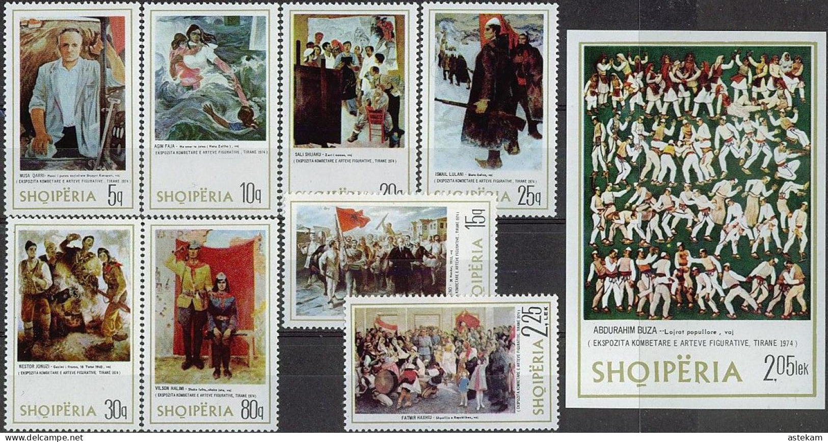 ALBANIA 1975, ART, PAINTINGS, COMPLETE, MNH SERIES+BLOCK With GOOD QUALITY, *** - Albanie