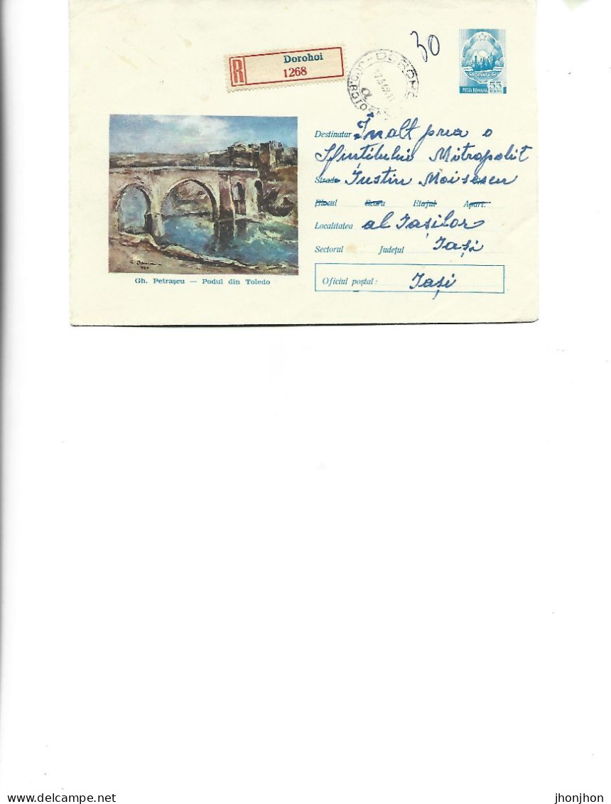 Romania - Postal St.cover Used 1968(560) -   Painting By Gh.Petrascu -   The Toledo Bridge - Entiers Postaux