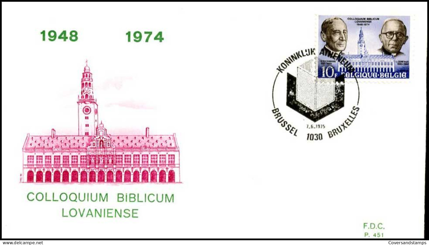 - 1774 - FDC - Colloquium Biblicum Lovaniense    - 1971-1980