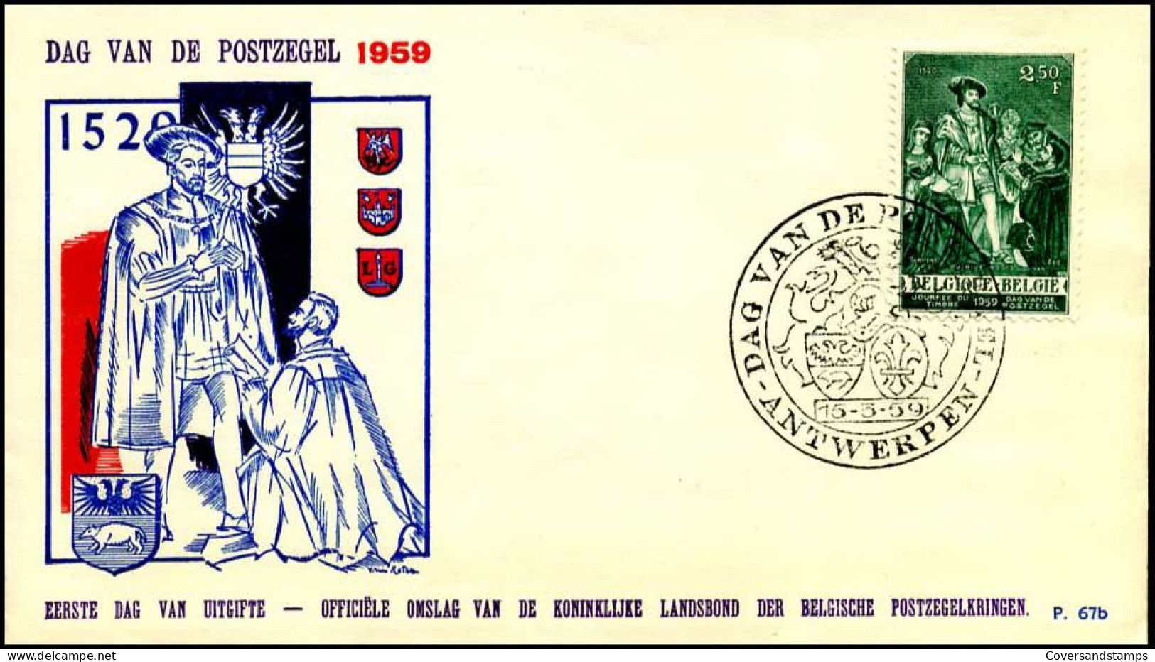 - 1093 - Dag Van De Postzegel - FDC - P67 - Groen - 1951-1960