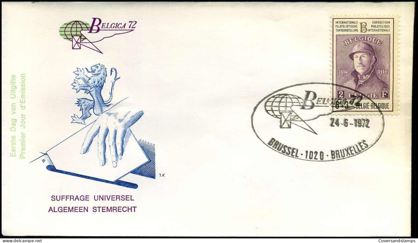 België - FDC - 1631 Belgica 72 - Stempel : Brussel-Bruxelles - 1971-1980